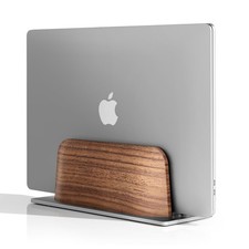 Vertical Laptop Stand Desk Holder Dock For MacBook Pro Laptops Walnut Wood picture