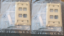 (2) pack Lucent M14L-246 4 Keystone Port Single Gang Data Wall Plate ivory Beige picture