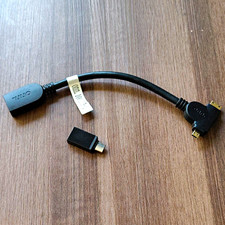 Onn Right Angle Adapter Cable Micro USB/Mini USB to USB-C Female/USB, Black picture