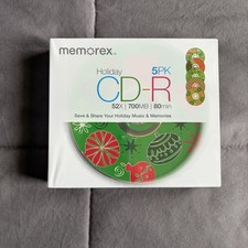 New Sealed Memorex 5 Pack Holiday Christmas CD-R Cases Blank 700MB 80MIN Retro picture