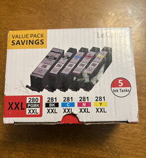Lecolor 5 pack 280XXL Replacement Printer Ink - Black x2, Cyan, Magenta, Yellow picture