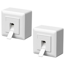 2x universal network socket CAT6a 1 port surface-mounted/flush-mounted white 80x80x40mm picture