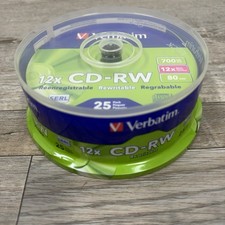 25 VERBATIM CD-RW 4X-12X High Speed Branded Logo 700MB Rewritable Disc 95155 picture