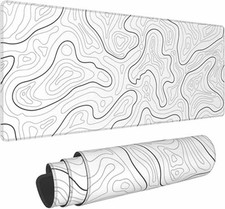 Topographic Gaming Mouse Pad Large Extended White Desk Mat 31.5x11.8 picture