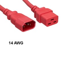 Red Color 6 feet 14AWG Power Cord IEC-60320 C14 to C19 15A/250V SJT Server Data picture