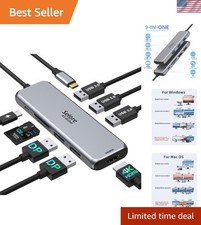 Fast-Charging 9-in-1 USB C Hub with Triple Monitor Support - Sleek Silver Design picture