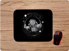 OUTER SPACE ASTRONAUT BLACK & WHITE CUSTOM DESK MAT MOUSE PAD HOME SCHOOL OFFICE picture