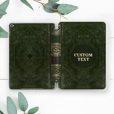 Custom Text Dark Vintage Book Case For iPad 10.2 Pro 12.9 11 9.7 Air 4 5 Mini picture