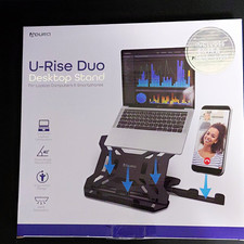 Aduro U-Rise Duo Adjustable Foldable Desk Stand for Laptop/Phone Black picture