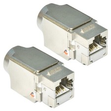2 Pcs CAT6A RJ45 Networt LAN Ethernet 8P8C Shielded Keystone Jack 110 Punch Down picture