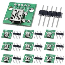 10 Pcs Mini USB Female to DIP Adapter 2.54mm 5 Pin USB 2.0 Mini USB Socket to... picture