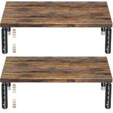 Adjustable Wood Computer Monitor Stand Riser for Desk, Office Desk Organizer ... picture