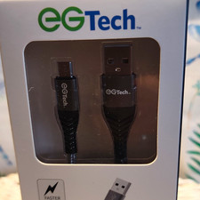 eGTech Micro USB to USB Charge/Sync USB Cable 6ft Black Fast Charging 2.4A picture