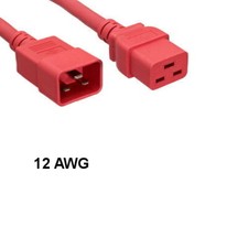 Red Color 6 feet 12AWG Power Cord IEC-60320 C19 to C20 20A/250V SJT Server PDU picture