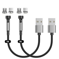 N. NETDOT Gen12 Micro USB and USB-C Magnetic Charging Cable 1ft, Gray Black picture
