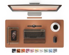 PU Faux Leather Large Desk Pad NonSlip Blotter 36x17 Inch Brown picture