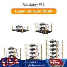 Multi-Layer Acrylic Shell Raspberry pi5 Transparent Protective Case Cooling Fan picture