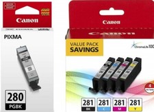 Genuine Canon 280 281 Ink Cartridges-B/C/M/Y For TR8520 8540- Setup-OEM-5PK picture